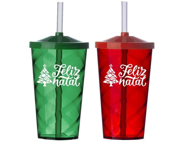 Copo Espiral com canudo 550ml Personalizado