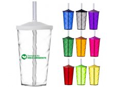 Copo Espiral Com Tampa e Canudo 500ml 2301 Personalizado