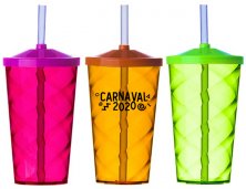 Copo Espiral Neon Com Tampa e Canudo 500ml 2301 Personalizado